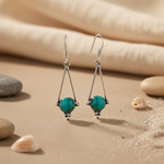 Load image into Gallery viewer, 925 Silver Turquoise Earrings | Triangle Drop Earrings for Women