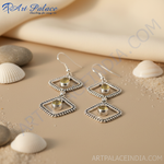 Load image into Gallery viewer, 925 sterling silver drop earrings with a gemstone center, perfect for women.