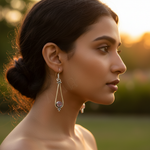 将图像加载到图库查看器中, 925 Silver Teardrop Earrings with Pink Gemstone for Women