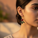 将图像加载到图库查看器中, Silver Bead Drop Earrings | Red & Green Gemstone Jewelry