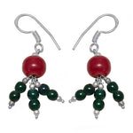将图像加载到图库查看器中, Silver Bead Drop Earrings | Red & Green Gemstone Jewelry
