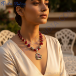 Load image into Gallery viewer, Red Agate Bead & Silver Pendant Necklace | Women's Jewelry Gift