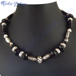 Load image into Gallery viewer, Black Onyx Bead Necklace for Women | Silver Accent Jewelry