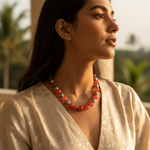 Load image into Gallery viewer, Red Gemstone Beaded Necklace | Silver Accents | Women's Fashion Jewelry