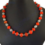 Load image into Gallery viewer, Red Gemstone Beaded Necklace | Silver Accents | Women's Fashion Jewelry