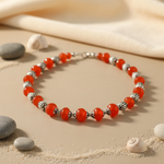Load image into Gallery viewer, Red Gemstone Beaded Necklace | Silver Accents | Women's Fashion Jewelry