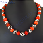 Load image into Gallery viewer, Red Carnelian Bead Necklace | Sterling Silver | Women's Jewelry