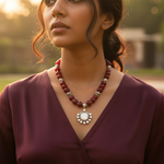 Load image into Gallery viewer, Red Stone Bead Necklace with Pendant | Statement Jewelry