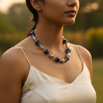 Load image into Gallery viewer, Silver Lapis Lazuli Bead Necklace | Women's Beaded Jewelry