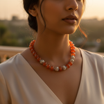 Load image into Gallery viewer, Orange Carnelian Bead Necklace | Sterling Silver Accents | Gift