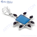 Load image into Gallery viewer, 925 Silver Blue Gemstone Pendant Necklace for Women