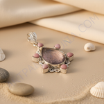 Load image into Gallery viewer, 925 sterling silver pendant with a large pink rose quartz gemstone and small pink accents