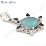 Load image into Gallery viewer, 925 Silver Blue Chalcedony Pendant for Women | Gemstone Jewelry