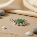 Load image into Gallery viewer, 925 sterling silver pendant with a central green gemstone and surrounding colorful stones