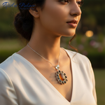 Load image into Gallery viewer, 925 Silver Oval Gemstone Pendant Necklace for Women