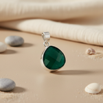 将图像加载到图库查看器中, 925 Silver Green Onyx Teardrop Pendant for Women | Gift
