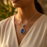 Load image into Gallery viewer, 925 Silver Blue Gemstone Oval Pendant for Women | Gift Jewelry