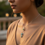 将图像加载到图库查看器中, 925 Silver Gemstone Pendant for Women | Turquoise & Green
