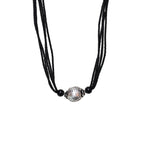 Load image into Gallery viewer, Black Beaded Silver Pendant Necklace | Minimalist Jewelry for Women