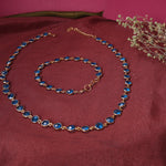 Load image into Gallery viewer, Gold Blue Gemstone Necklace & Bracelet Set for Women | Gift Jewelry