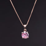Load image into Gallery viewer, Rose Gold Plated Solitaire Pink Cubic Zirconia Pendant Necklace for Women