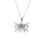 Load image into Gallery viewer, 925 Silver Sunburst Pendant Necklace | Sapphire Stone | Women's Gift