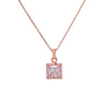 Load image into Gallery viewer, Rose gold plating Square Cut Zirconia Necklace for Women | Gift Jewelry
