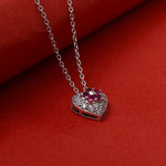 将图像加载到图库查看器中, 925 Silver Ruby Flower Heart Pendant Necklace for Women