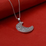 Load image into Gallery viewer, 925 Silver Cubic Zirconia Crescent Moon Necklace for Women