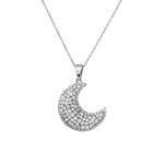 Load image into Gallery viewer, 925 Silver Cubic Zirconia Crescent Moon Necklace for Women