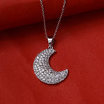 Load image into Gallery viewer, 925 Silver Cubic Zirconia Crescent Moon Necklace for Women