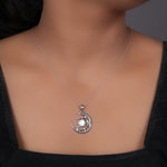 Load image into Gallery viewer, 925 Silver Crescent Moon & Star Pendant Necklace for Women