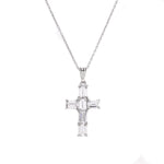 Load image into Gallery viewer, Silver Baguette Cut Cross Pendant Necklace | Women's Gift