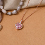 将图像加载到图库查看器中, Rose gold plating Heart Pendant Necklace | Pink Gemstone | Gift for Her
