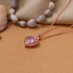 将图像加载到图库查看器中, Rose gold plating Heart Pendant Necklace | Pink Gemstone | Gift for Her