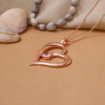 将图像加载到图库查看器中, Rose gold plating Heart Pendant Necklace with Pink Gemstone | Gift for Her