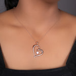 将图像加载到图库查看器中, Rose gold plating Heart Pendant Necklace with Pink Gemstone | Gift for Her