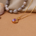 将图像加载到图库查看器中, gold plating Plated Oval Cut Pink Stone Pendant Necklace for Women