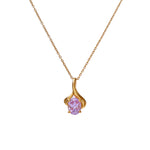将图像加载到图库查看器中, gold plating Plated Oval Cut Pink Stone Pendant Necklace for Women