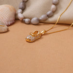 Load image into Gallery viewer, gold plating Baby Shoe Pendant Necklace | CZ Stone | Gift for Baby