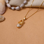 Load image into Gallery viewer, gold plating Baby Shoe Pendant Necklace | CZ Stone | Gift for Baby