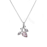 Load image into Gallery viewer, 925 Silver Rose Quartz Leaf Pendant Necklace for Women