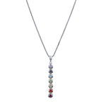 Load image into Gallery viewer, 925 Sterling Silver 7 Chakra Stone Bar Pendant Necklace for Women