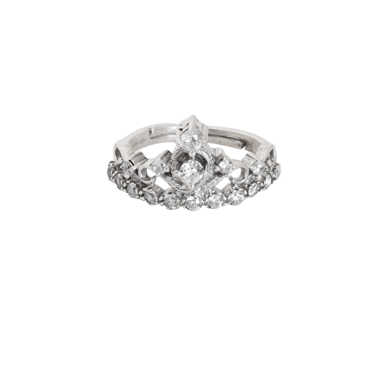 Silver crown ring with cubic zirconia | women's ring