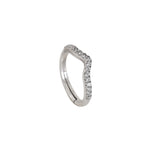 Load image into Gallery viewer, Silver Curved Pave Ring for Women | Diamond Accent Ring
