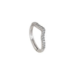 将图像加载到图库查看器中, Silver Curved Pave Ring for Women | Diamond Accent Ring