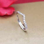 将图像加载到图库查看器中, Silver Curved Pave Ring for Women | Diamond Accent Ring
