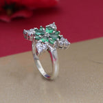 Load image into Gallery viewer, Silver Emerald Flower Ring for Women | Gift Jewelry