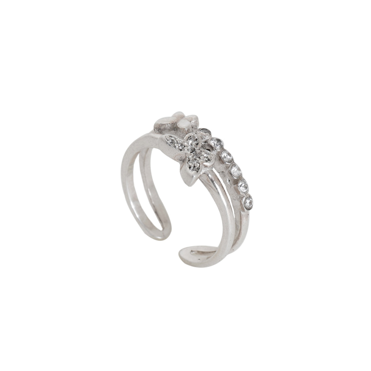 925 silver flower toe ring for women | adjustable jewelry