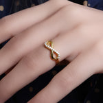 Load image into Gallery viewer, Gold Adjustable Infinity Ring with CZ Stones | Women's Ring